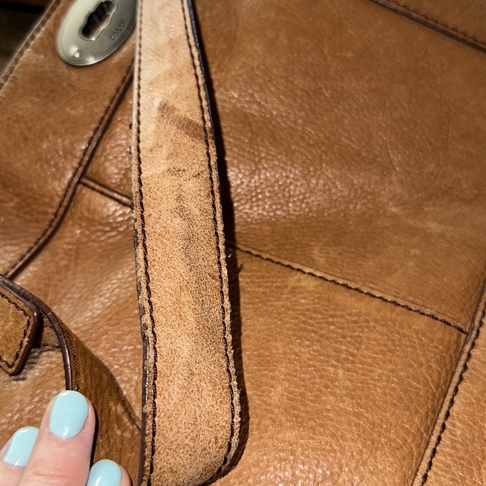Fossil Brown Leather Bag 13” x 12” - Picture 11 of 11